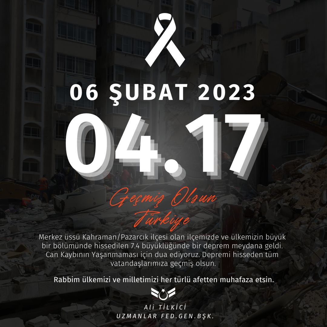 Ülkemiz Genelinde Maydana gelen depremde milletimize geçmiş olsun dileklerimizi iletiriz. 