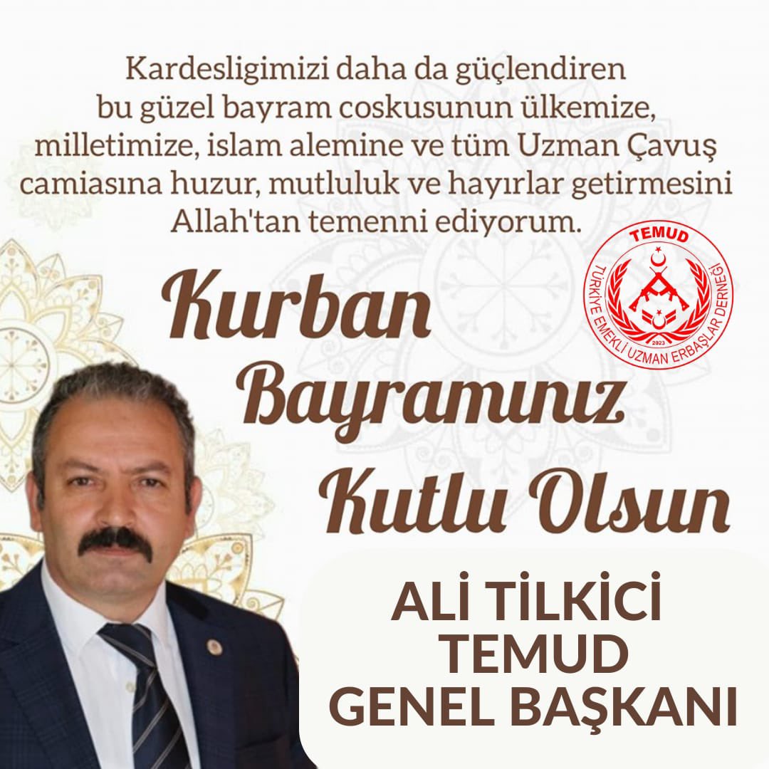 TEMUD Genel Başkanı Sayın Ali TİLKİCİ'nin Kurban Bayramı Mesajı 