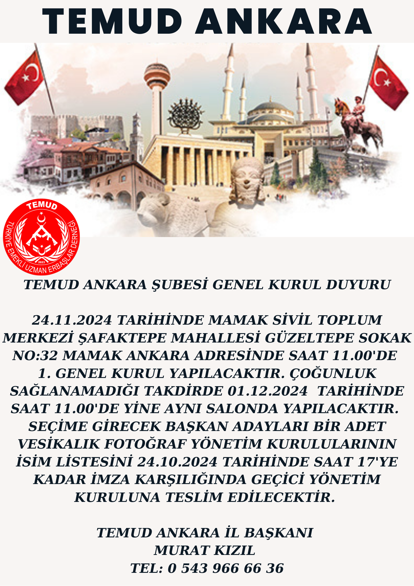  TEMUD ANKARA İL BAŞKANLIĞI GENEL KURUL İLAMI 