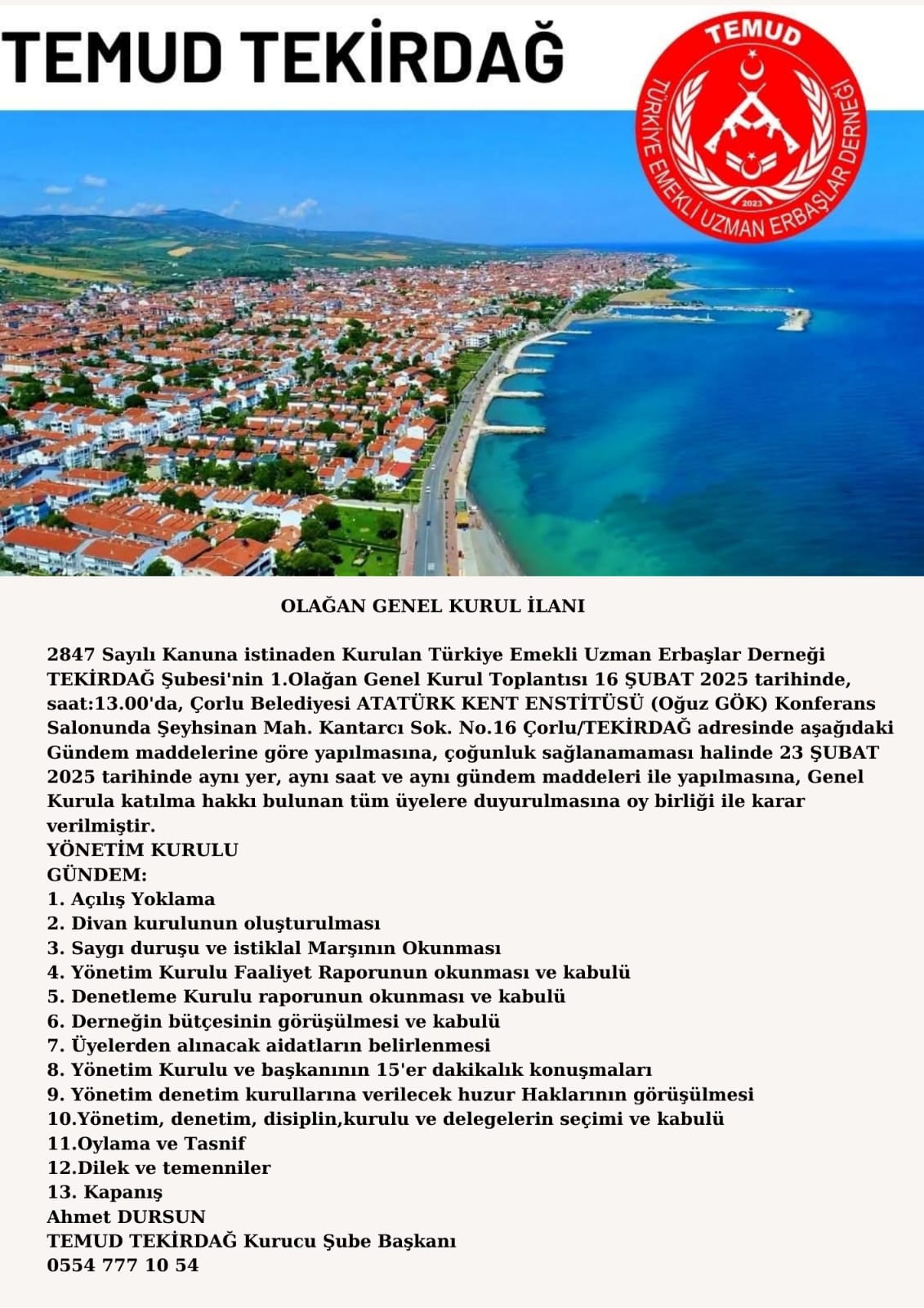TEMUD TEKİRDA İL BAŞKANLIĞI GENEL KURULU İLAMI 
