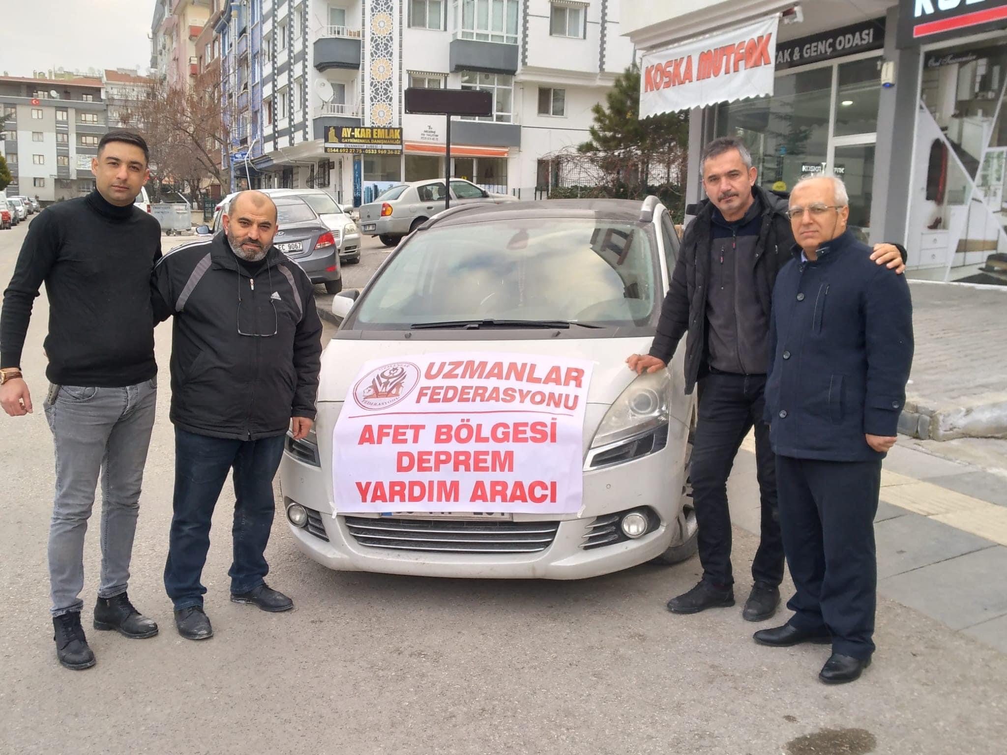 Uzmanlar Federasyonumuzun 5nci deprem yardım aracıda  bölgeye gönderildi(içerisinde tıbbi malzeme çocuk maması vs.) Halen 2kamyonluk malzeme var Bölgeye giden arkadaşlar lütfen bizimle irtibata geçin (05326552215 ömer bey) Katkısı olan tüm arkadaşlara teş