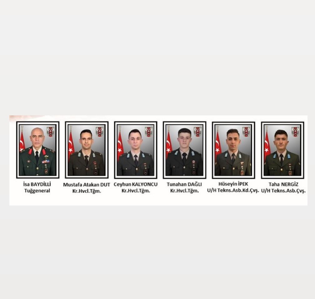 Isparta Keçiborluda kaza kırıma uğrayan Askeri helikopterde şehadete eren Kahramanlarımız;